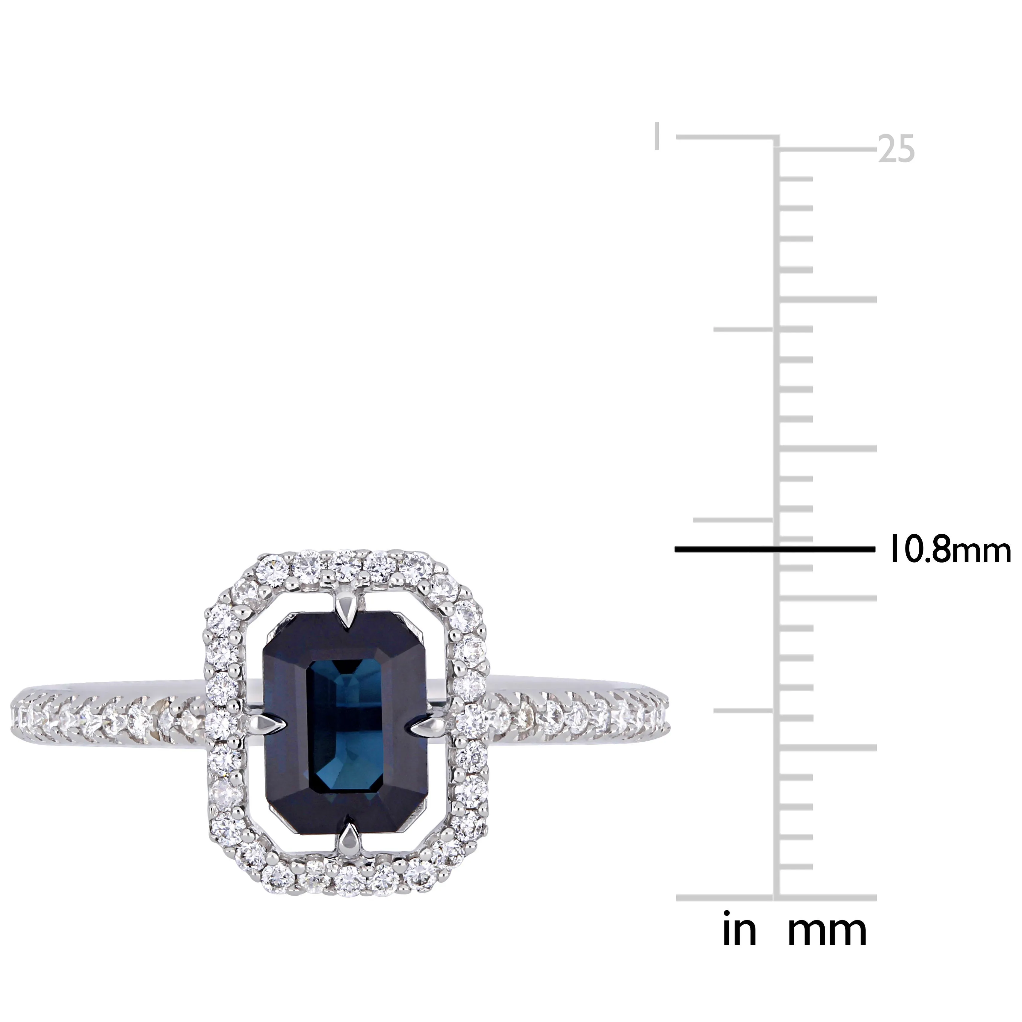 1 1/6 CT TGW Sapphire and 1/4 CT TW Diamond Halo Ring in 14K White Gold