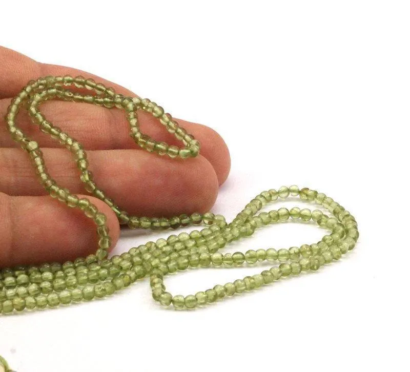 1 Strand Peridot 4Mm Gemstone Round Beads T09 T009