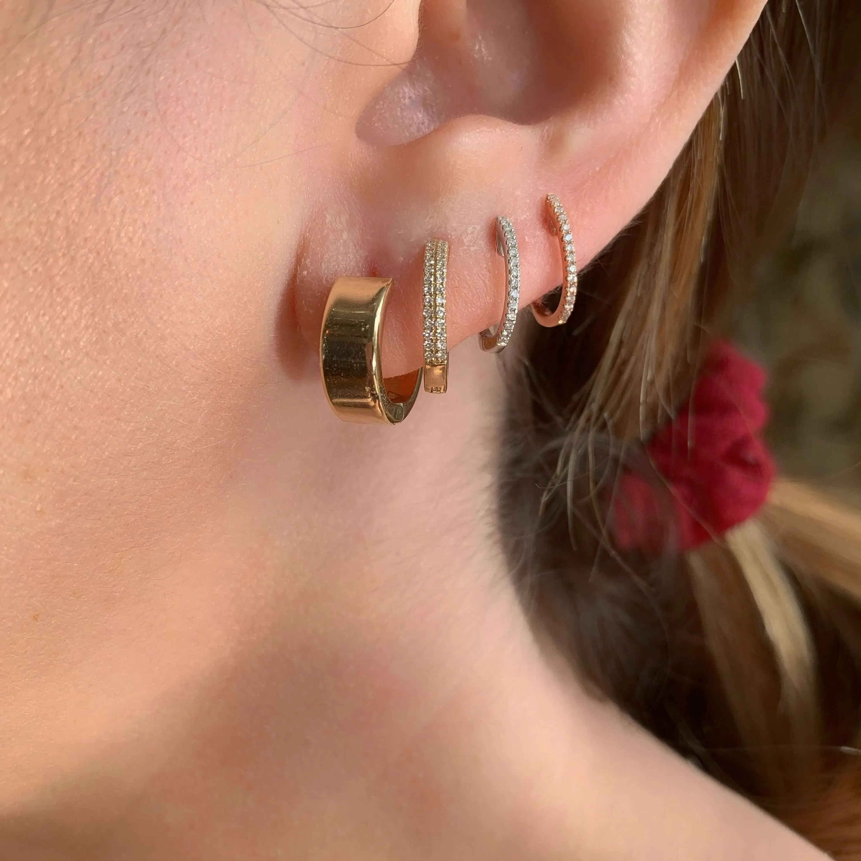 10K Gold Large Flat Huggie Earrings