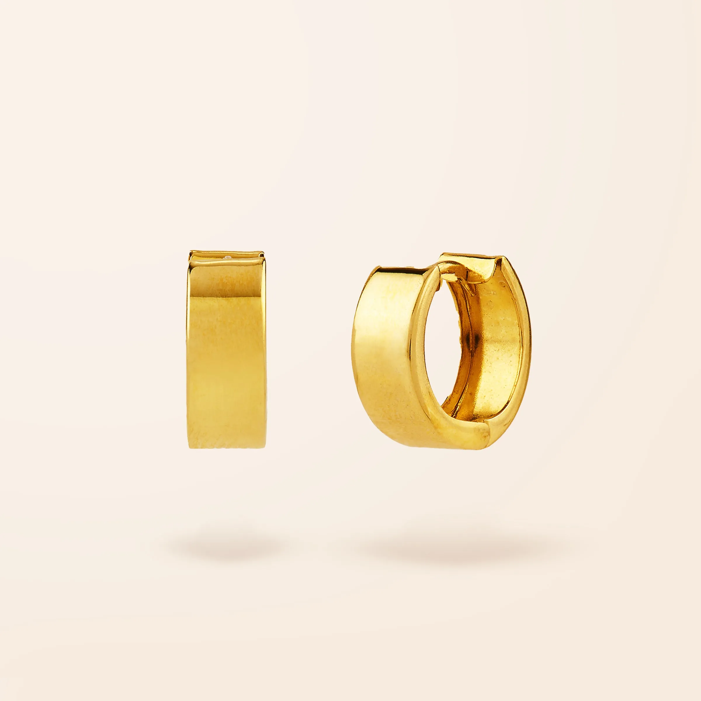 10K Gold Large Flat Huggie Earrings