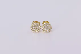 10k Yellow Gold Hexagon Earrings .320Ctw