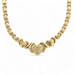 10K yellow gold xoxo heart necklace-0652