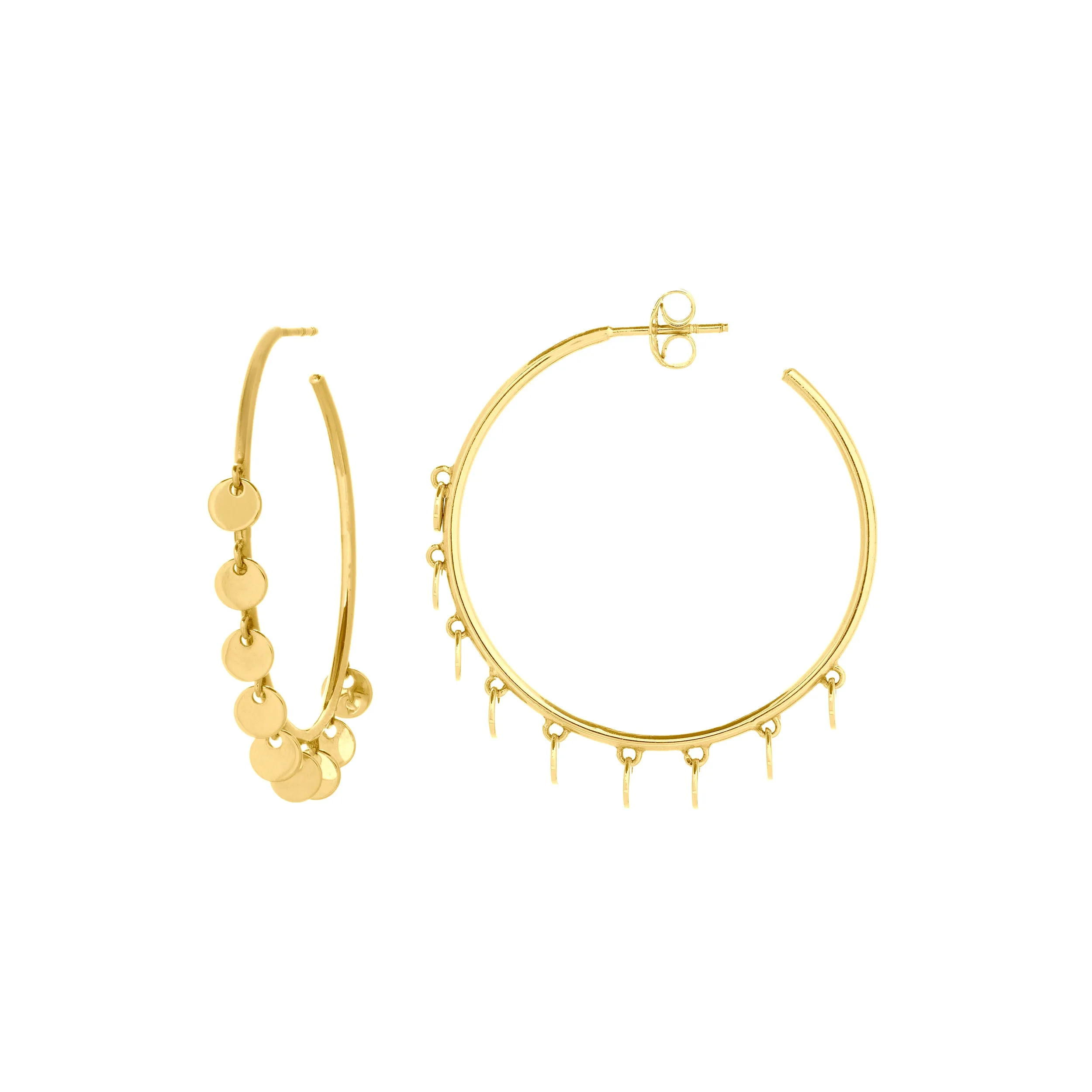 14k Gold Disc Hoop Earring