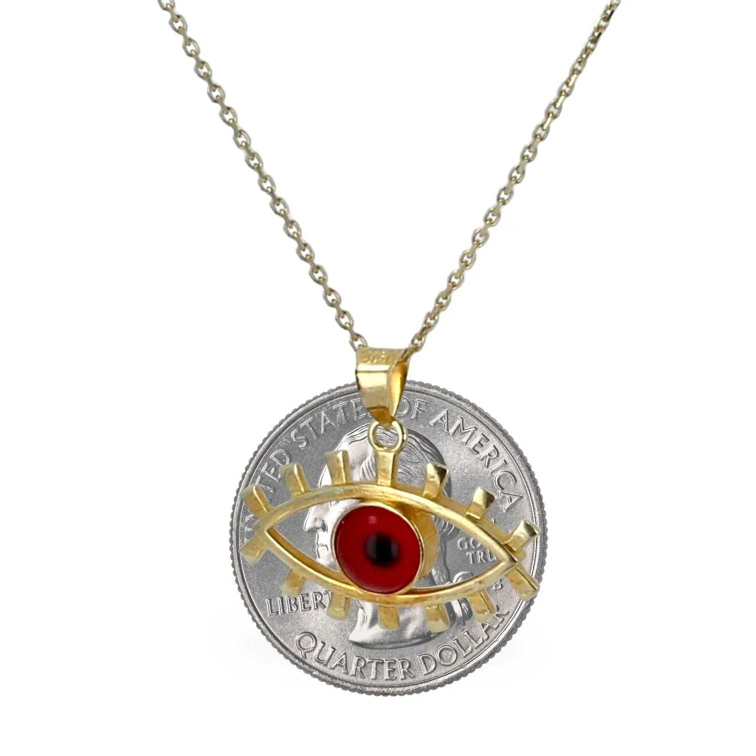 14K yellow gold eye amulet necklace-223722