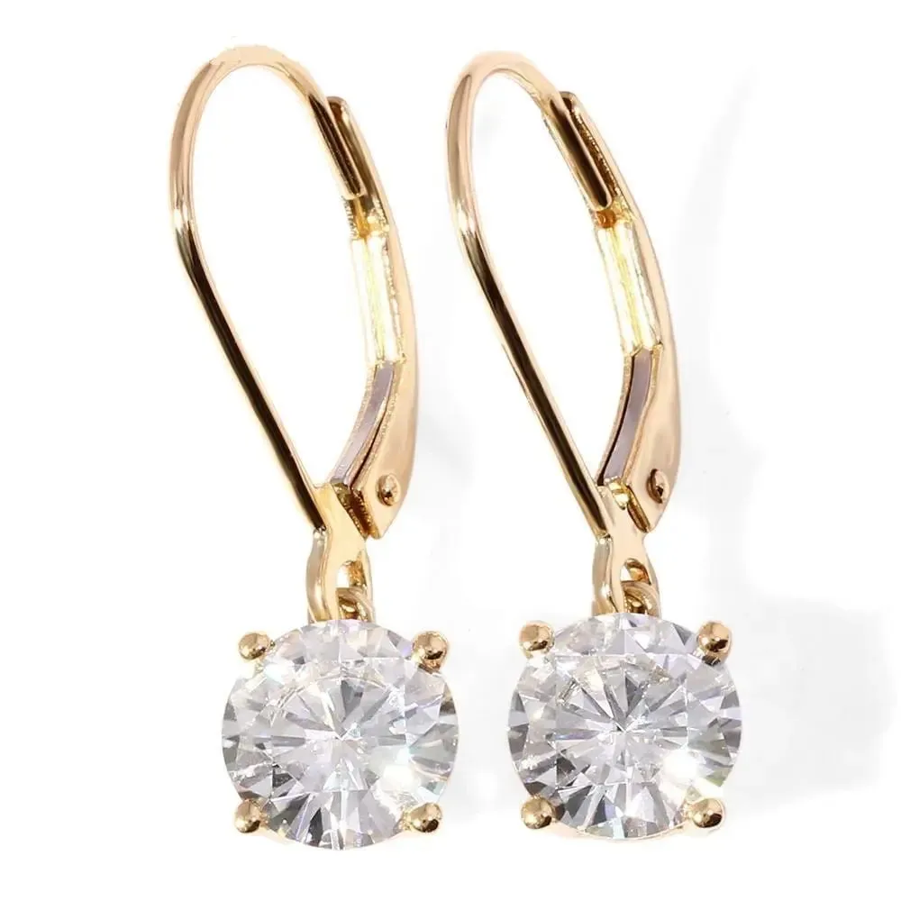 14k Yellow / Rose / White Gold Hoop Moissanite Earrings 2ctw