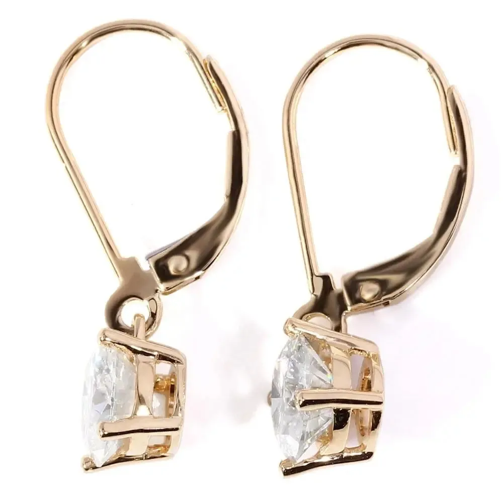 14k Yellow / Rose / White Gold Hoop Moissanite Earrings 2ctw