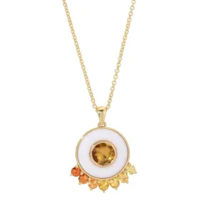 18K Yellow Gold Tourmaline, Sapphire, and White Agate Anna Necklace