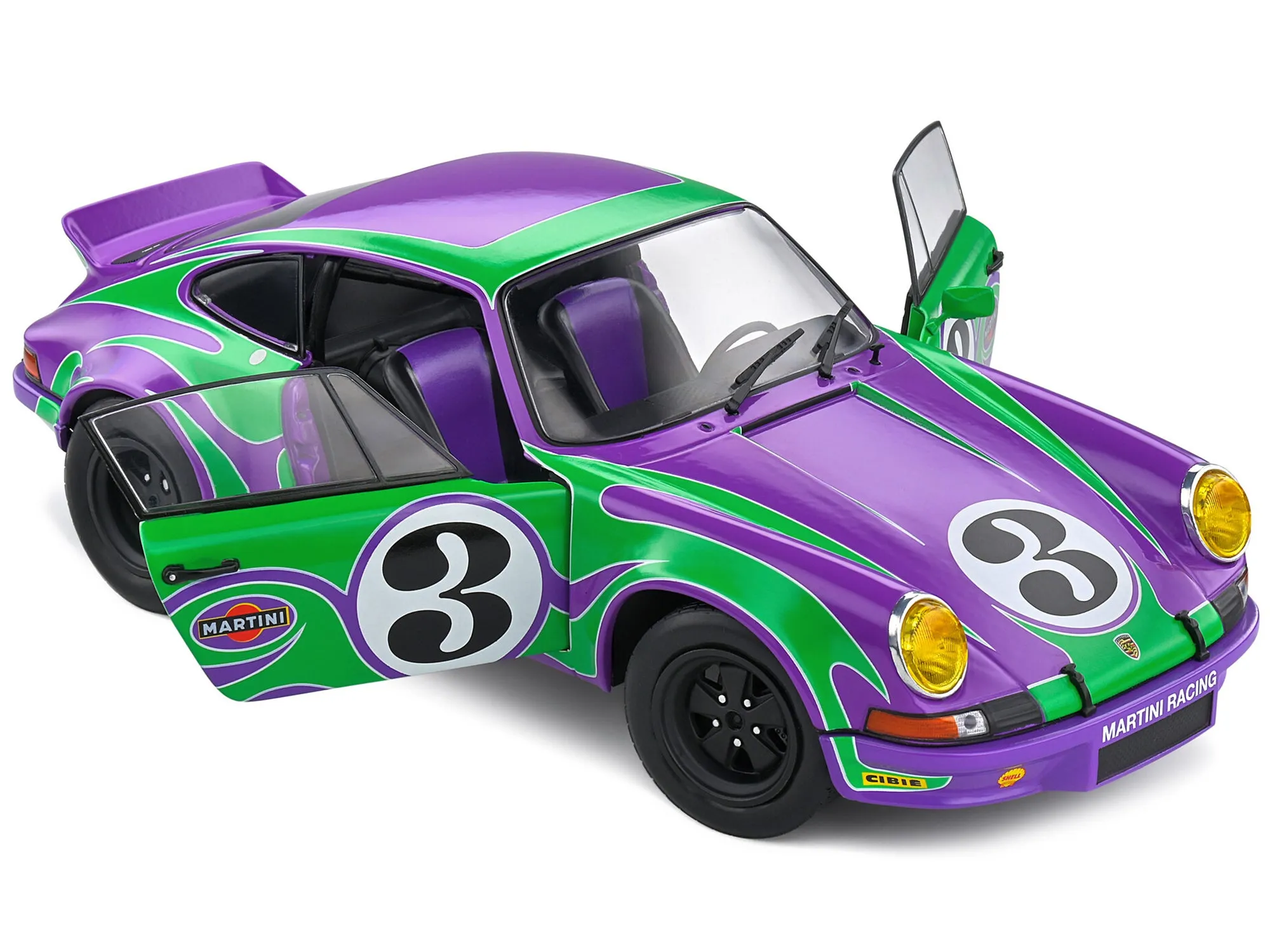 1973 Porsche 911 RSR #3 Purple Hippy Tribute Competition Series 1/18 Diecast Model Car by Solido