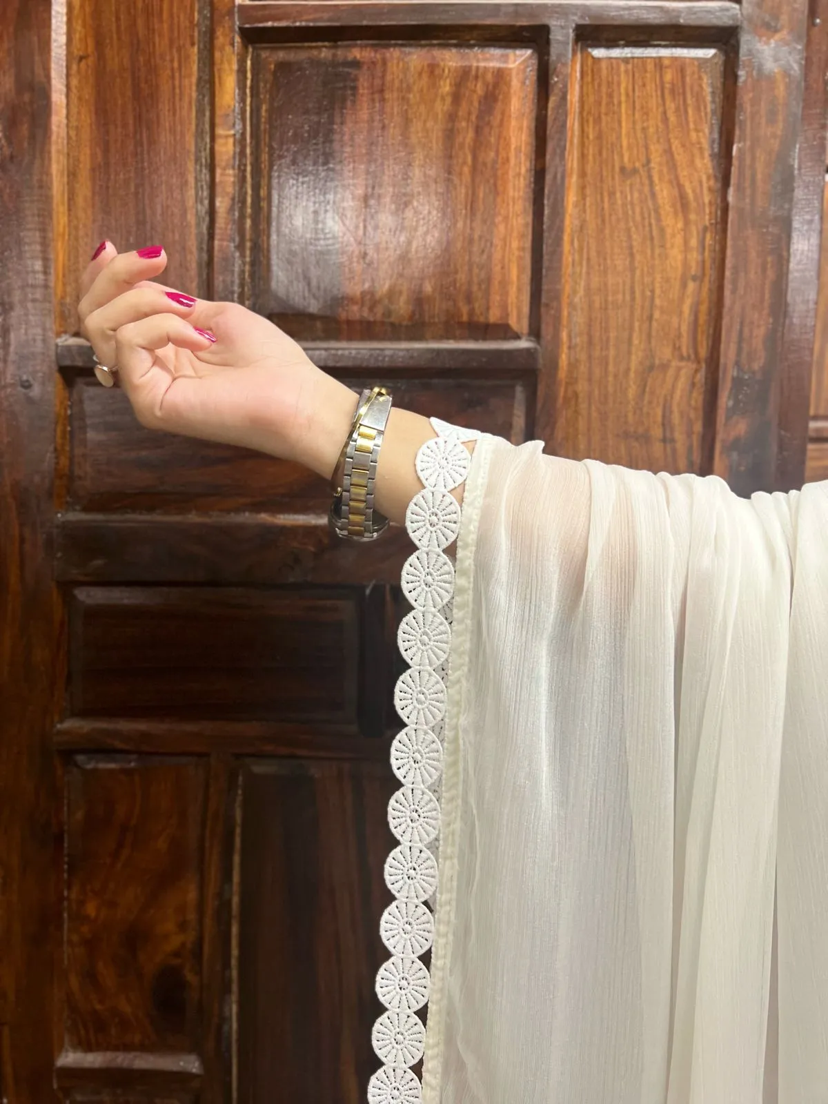 1pc ChikanKari Dupatta