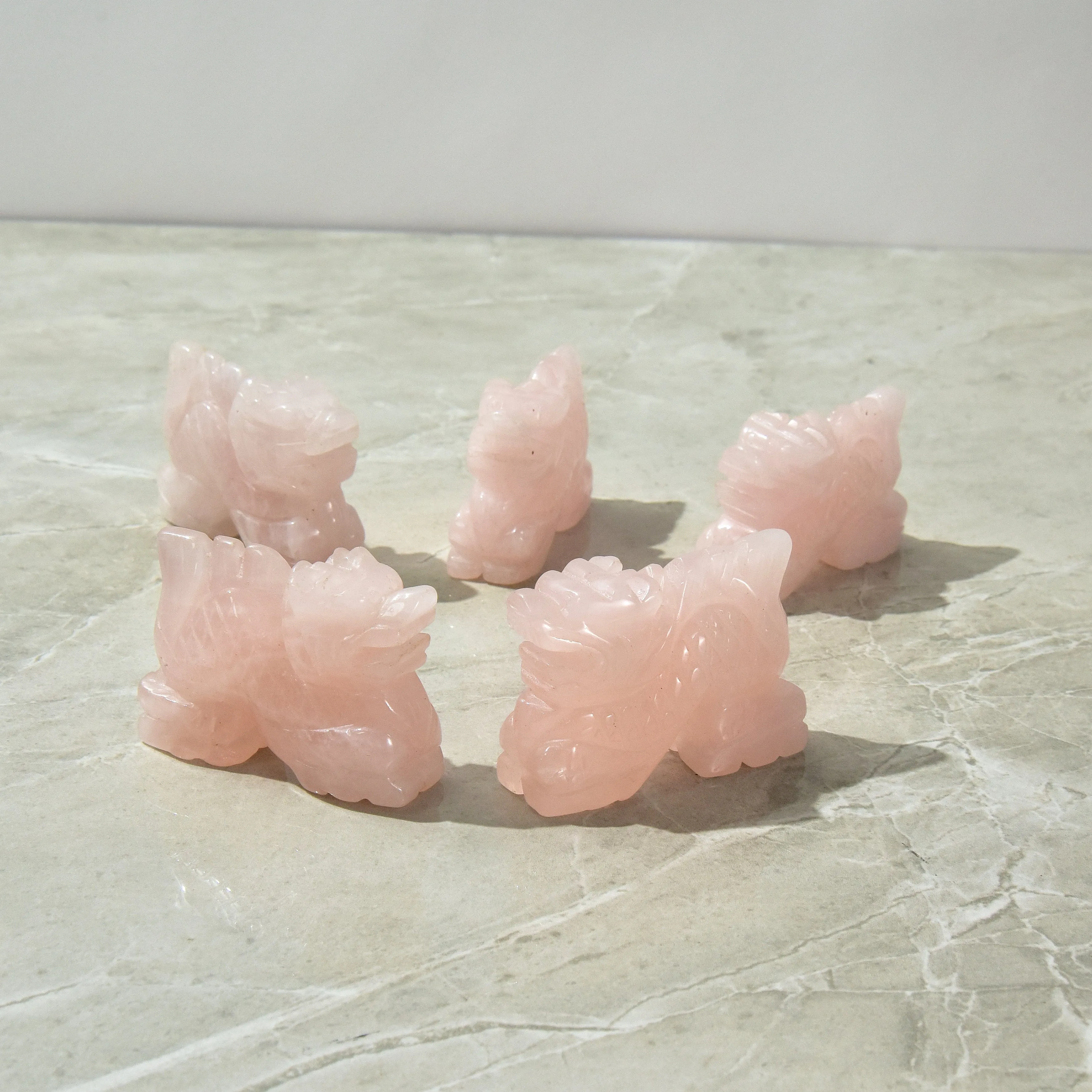 2.5 Rose Quartz Dragon Natural Gemstone Carving