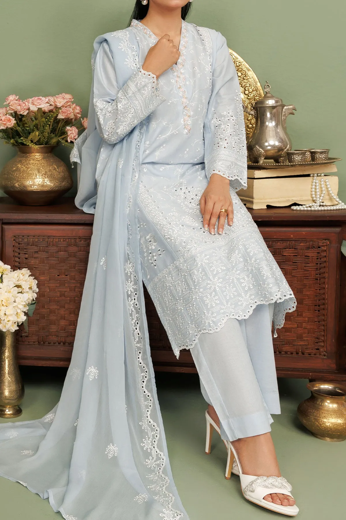 3 PIECE LAWN CHIKAN KARI | CTN-412