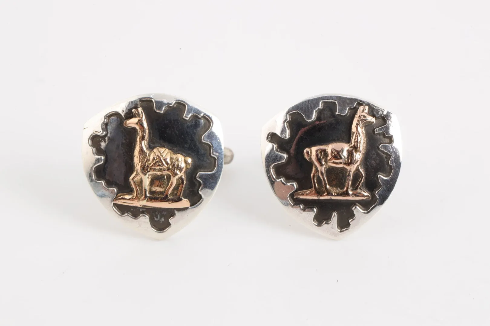 925 Silver & 18k Yellow Gold Llama Cuff Links (5.29g.)