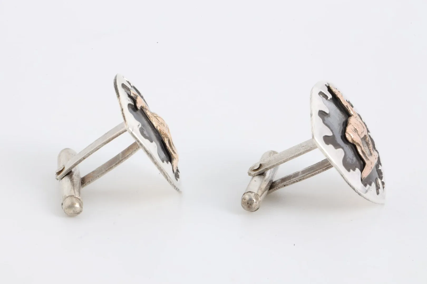 925 Silver & 18k Yellow Gold Llama Cuff Links (5.29g.)