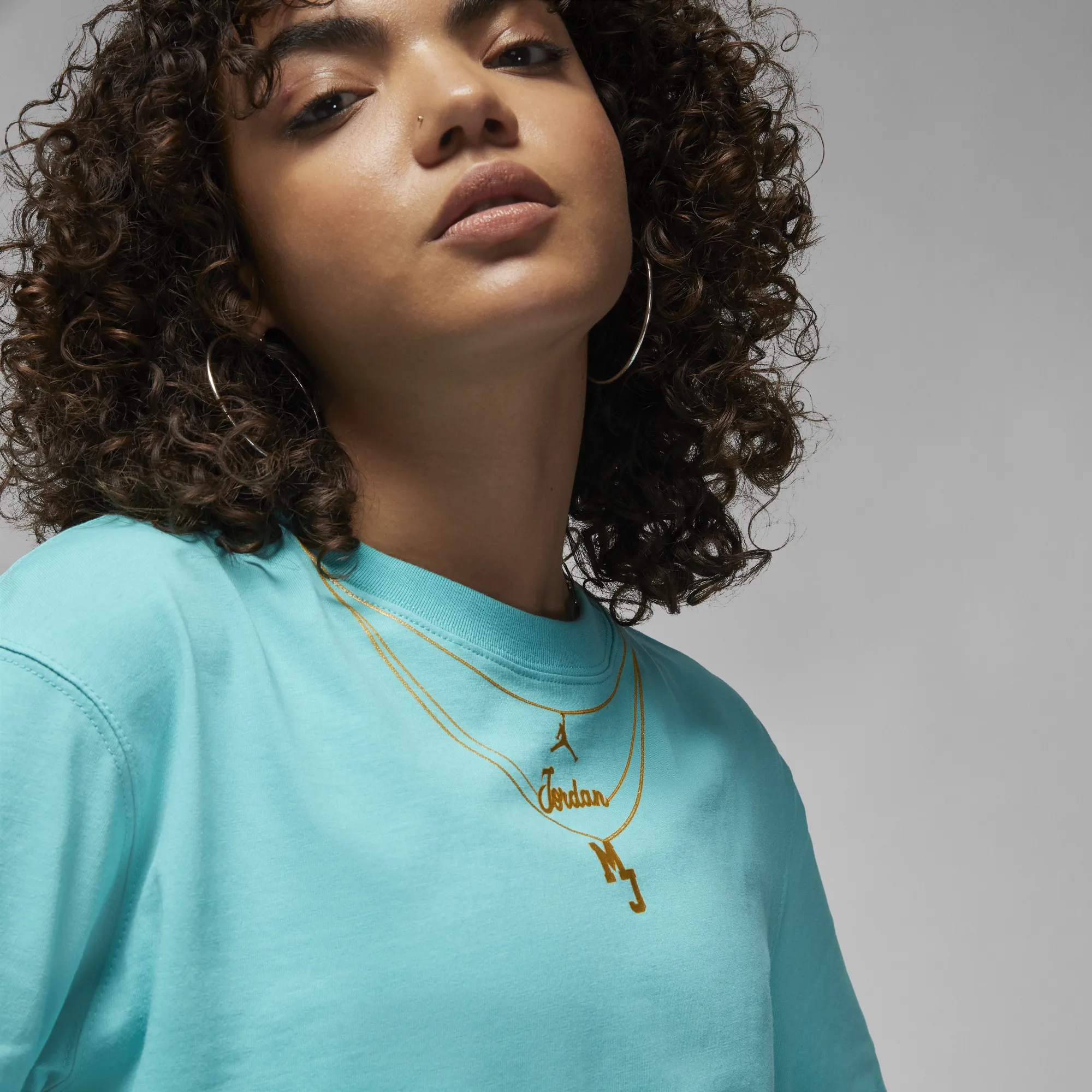 Air Jordan Womens Heritage Gold Chain T-Shirt 'Washed Teal'