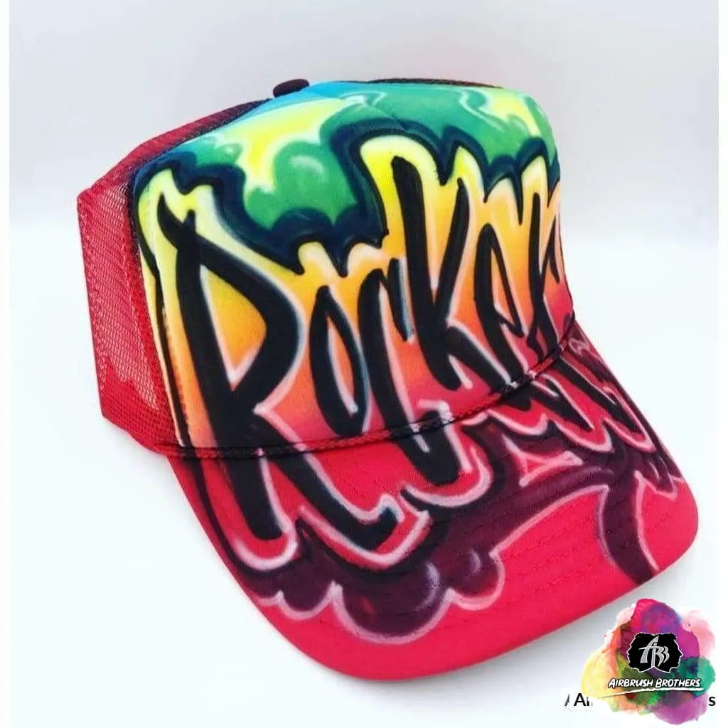 Airbrush Graffiti With Paint Splatter Hat Design