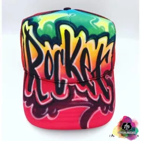 Airbrush Graffiti With Paint Splatter Hat Design