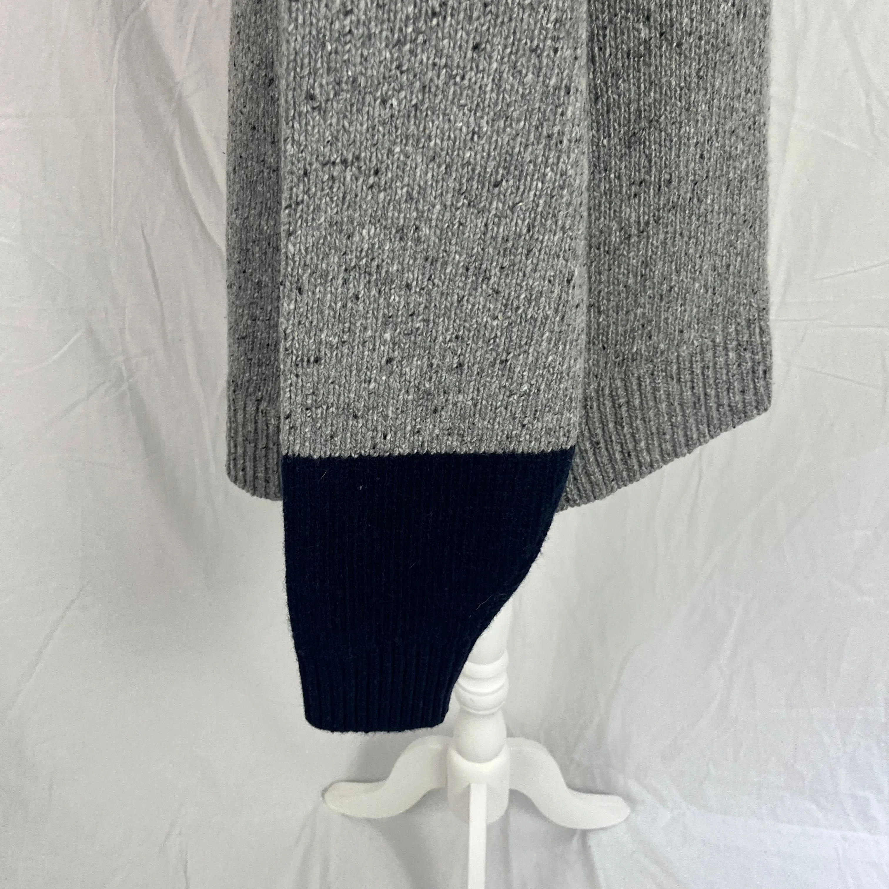 Alexa Chung Grey Marl and Navy Roll Neck Knitted Jumper L