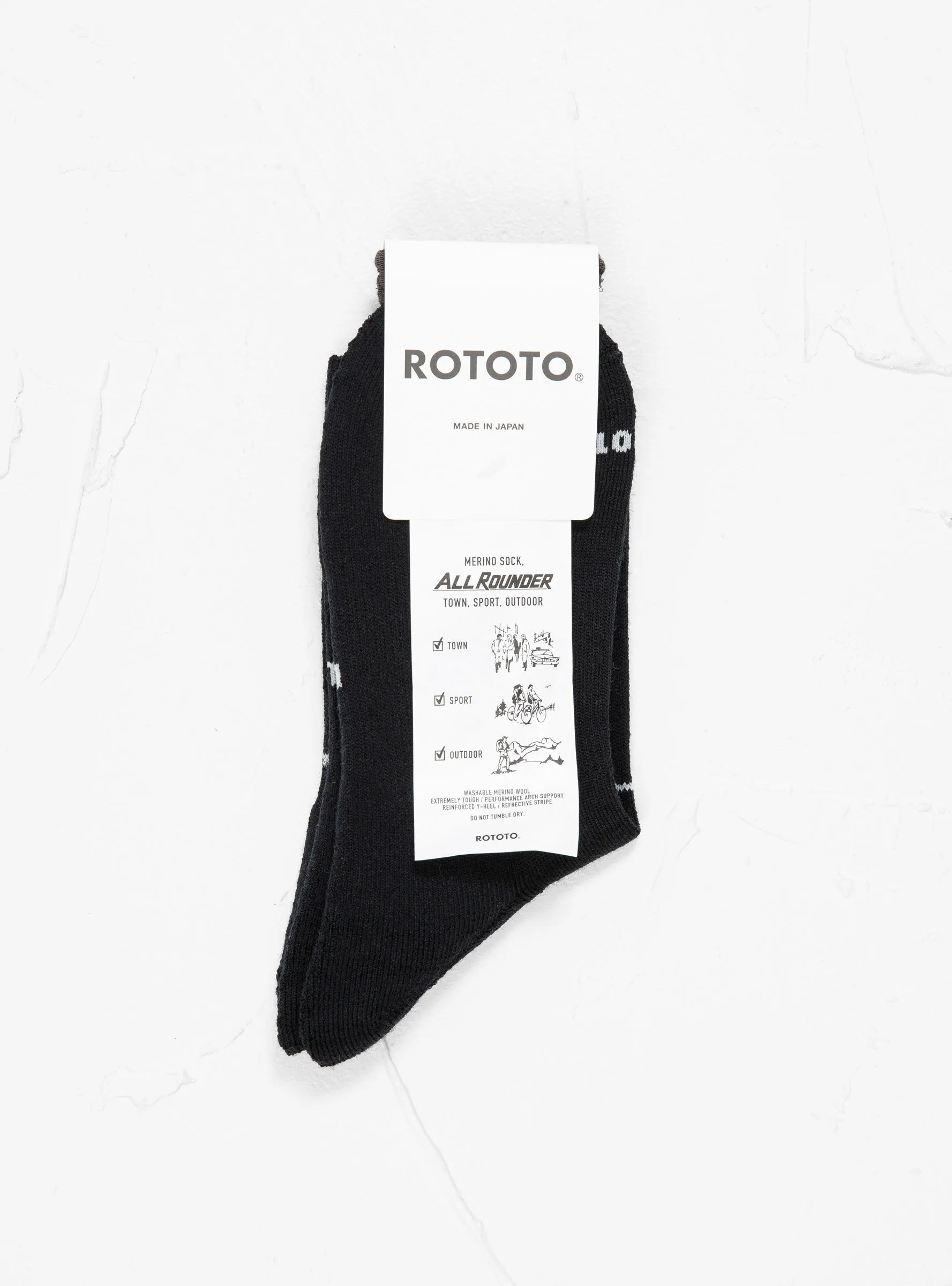 ALLROUNDER Merino Crew Socks Black