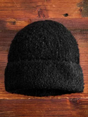 Alpaca Watch Cap in Black Boucle