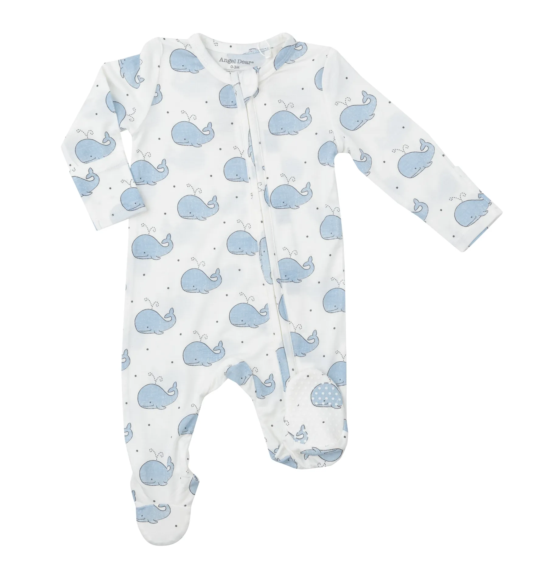 Angel Dear - Zipper Footie - Bubbly Whale Blue