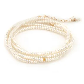 Anne Sportun White Pearl Beaded Wrap Bracelet & Necklace 34 B098G-PRL