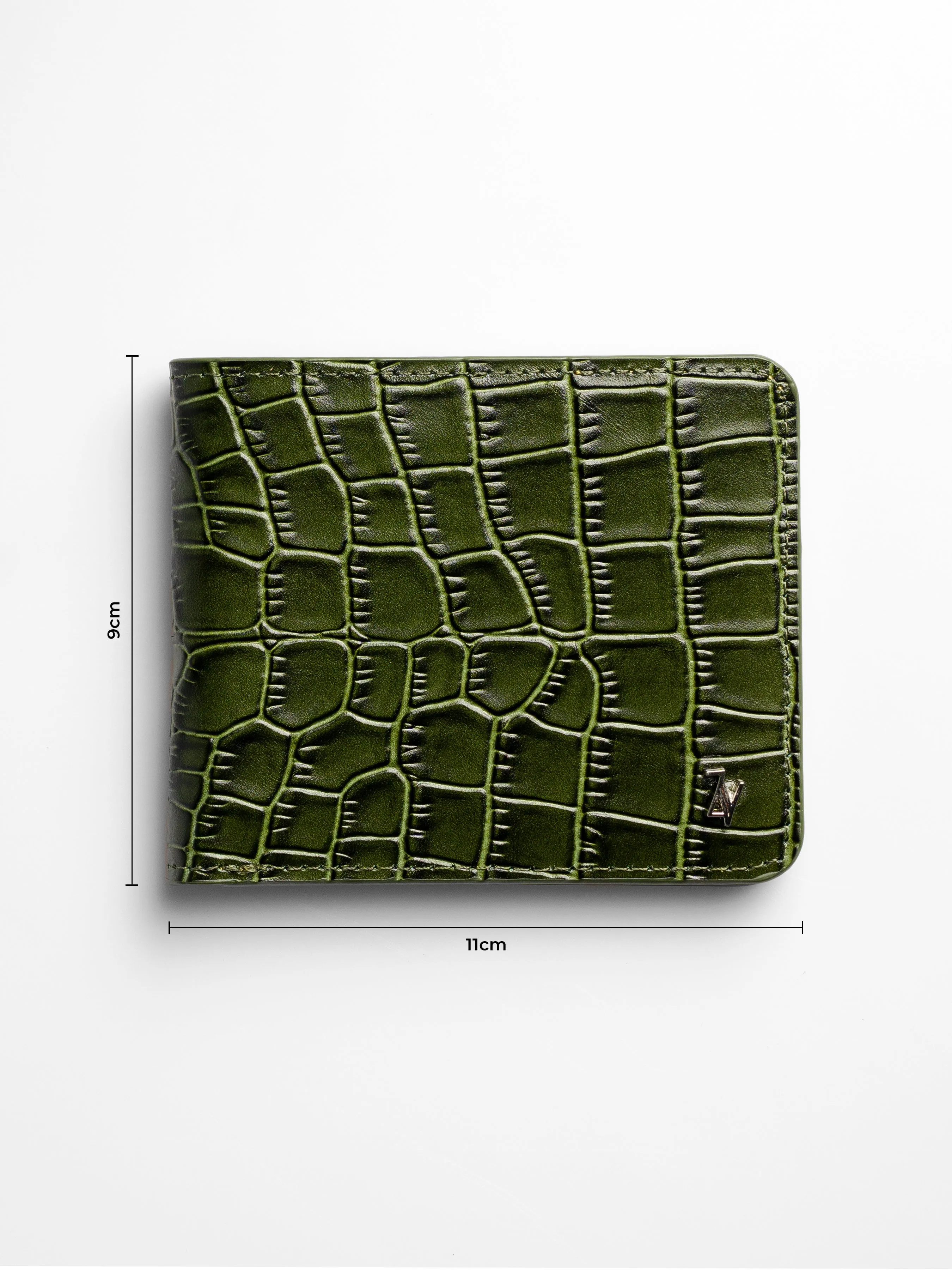 Artemis Croco Wallet - Moss Green and Yellow Leather