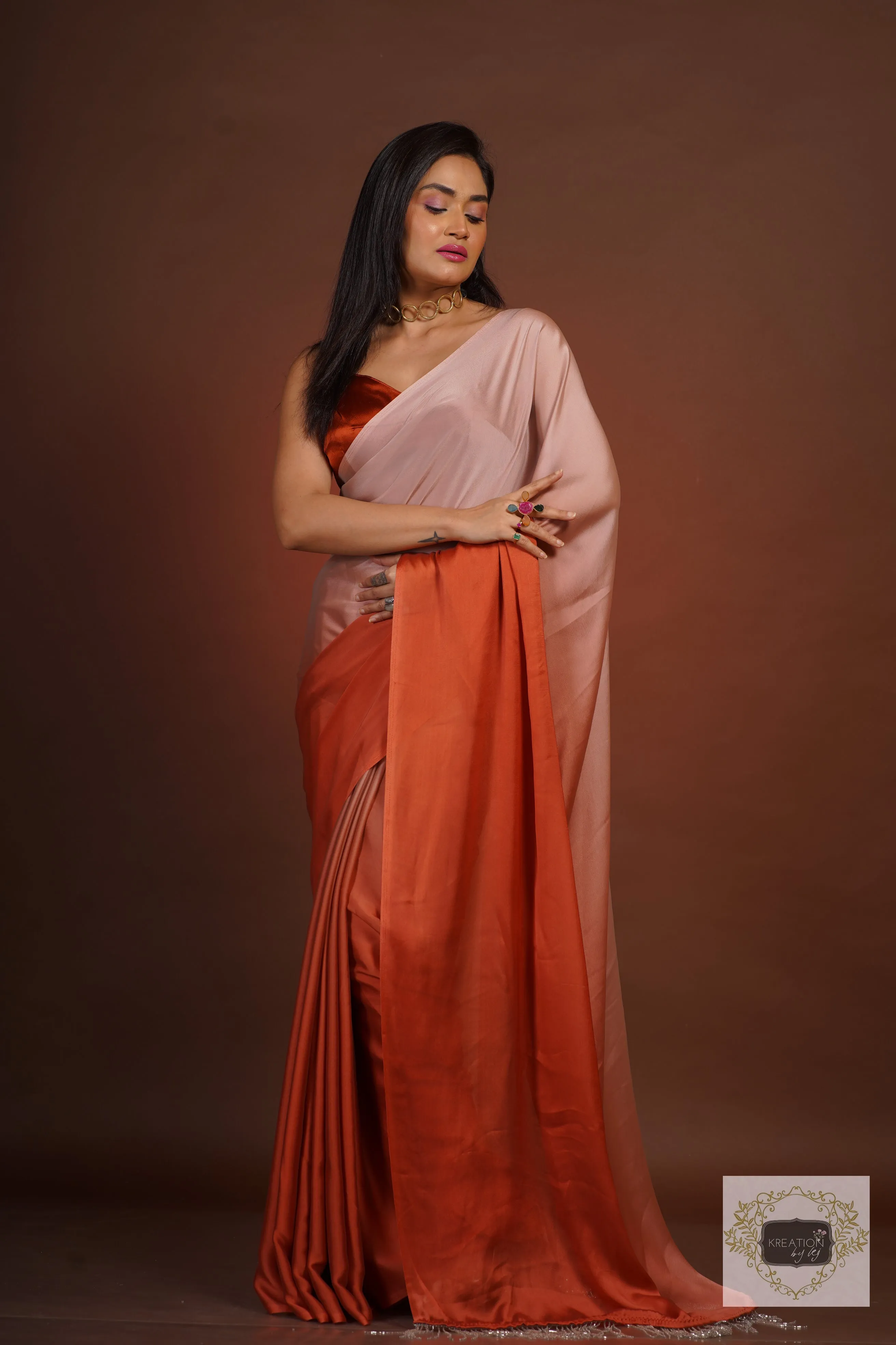 Badam Kulfi Ombré Georgette Saree