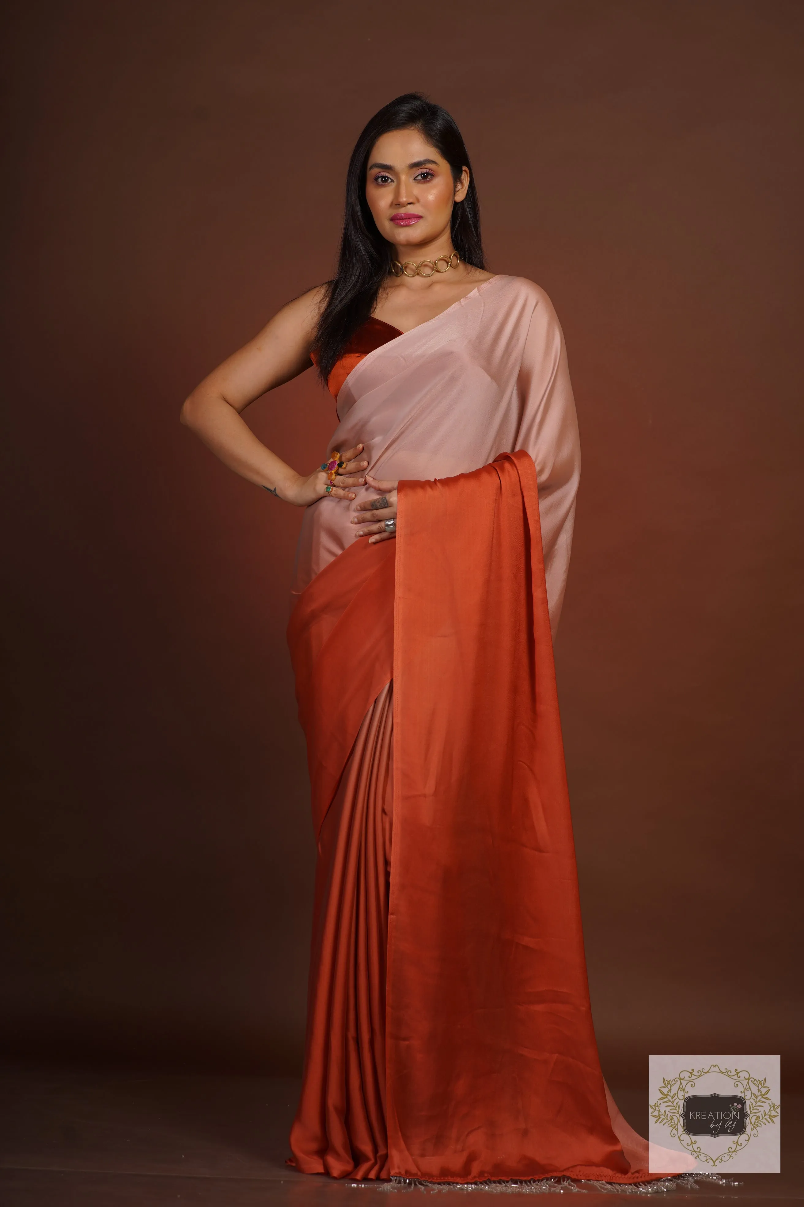 Badam Kulfi Ombré Georgette Saree