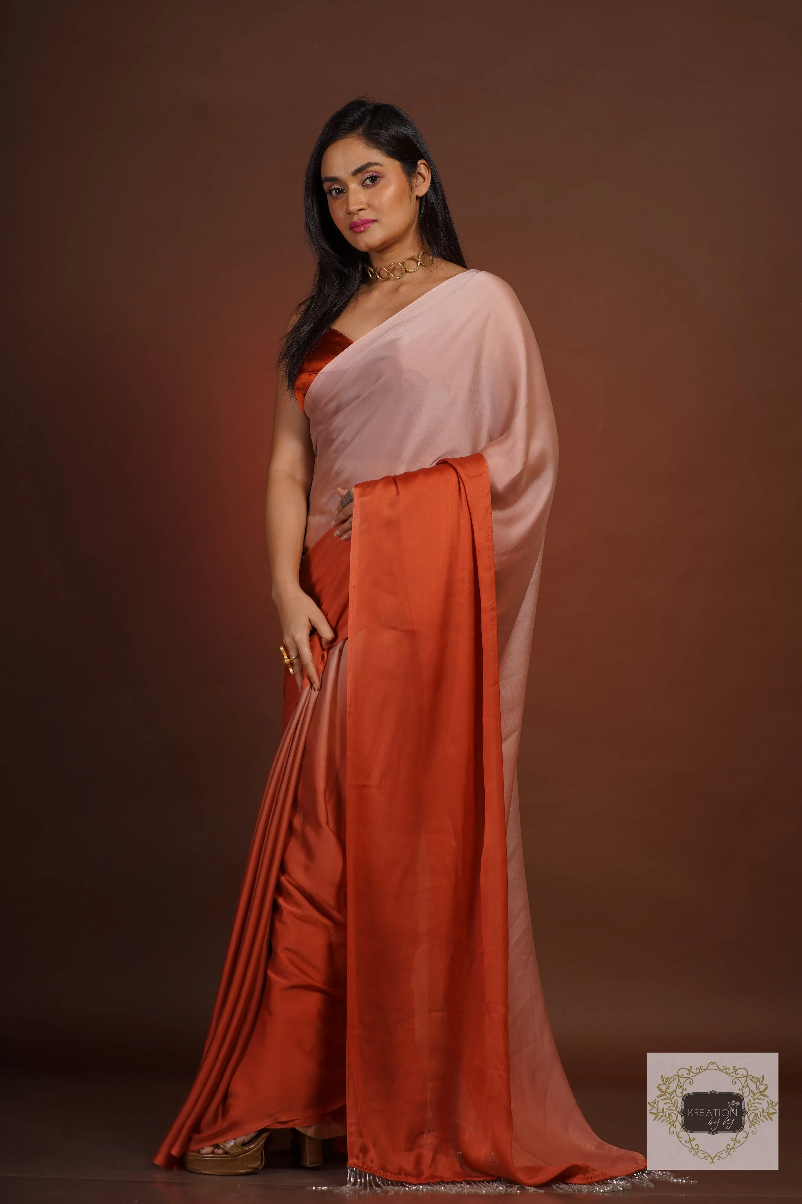 Badam Kulfi Ombré Georgette Saree