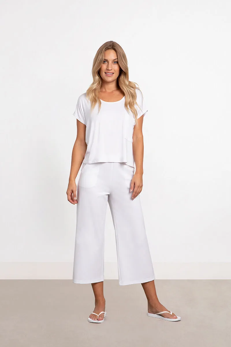 Bamboo Dolman Pocket Top | White