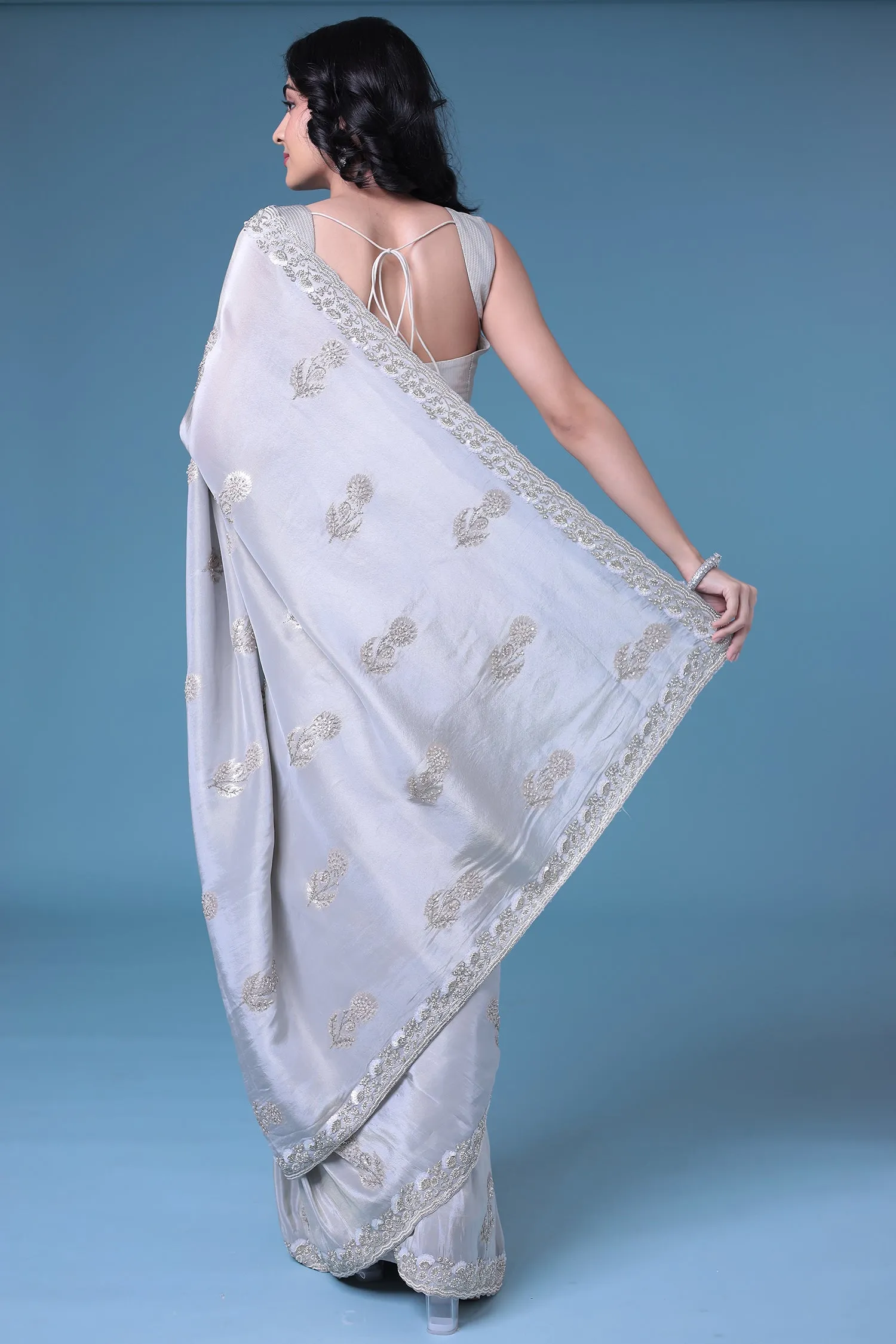 Banarasi Shimmering Silk Saree with Cutdana and Sequins work