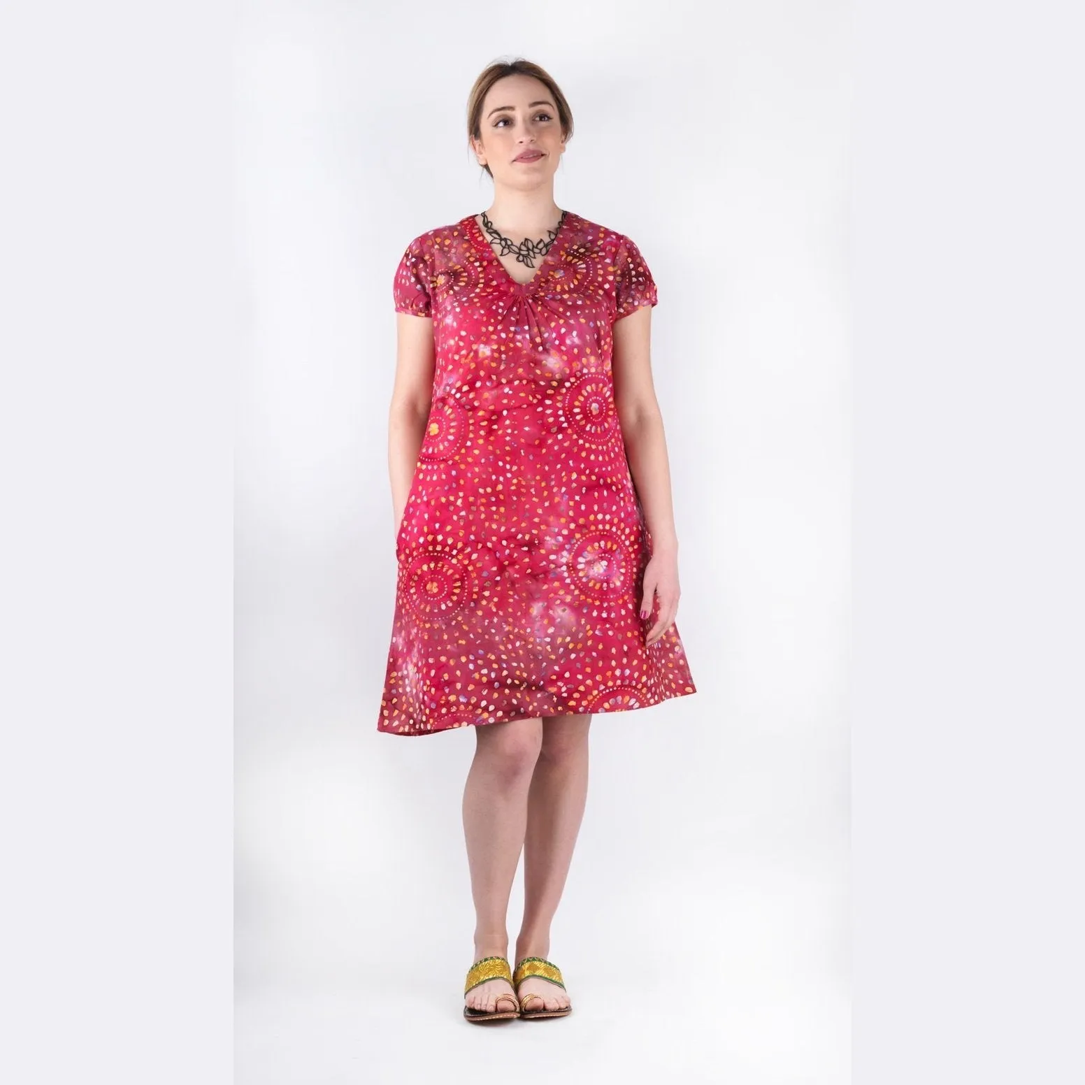 Batik Shift  Dress A-Line Red