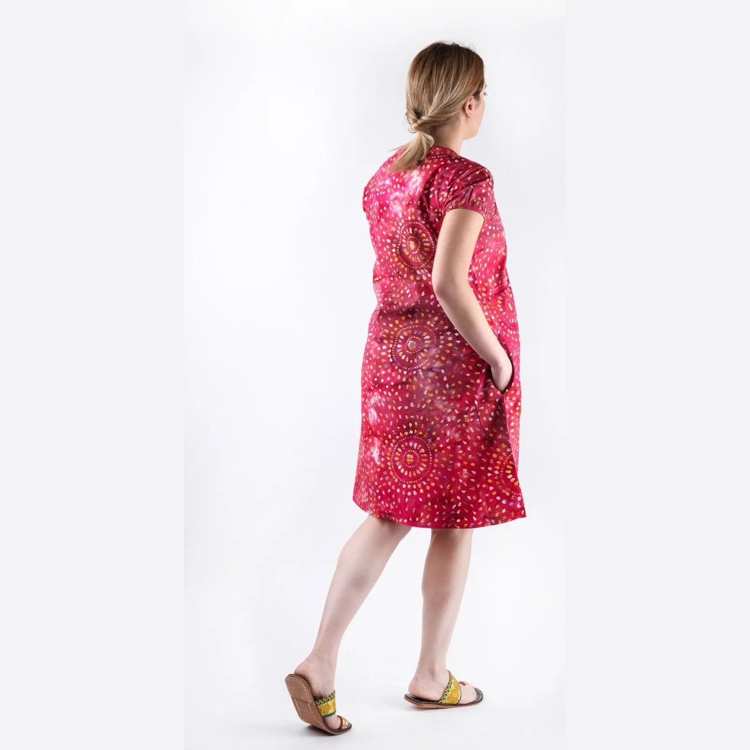 Batik Shift  Dress A-Line Red