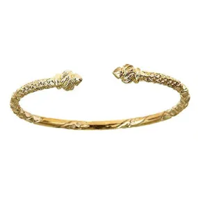 Better Jewelry 10K Yellow Gold West Indian Bangle w. Torch Ends