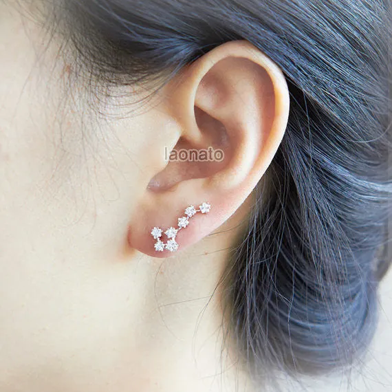 Big Dipper Ear Climber, ear cuff - Crystal stars