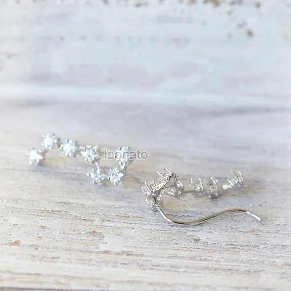 Big Dipper Ear Climber, ear cuff - Crystal stars