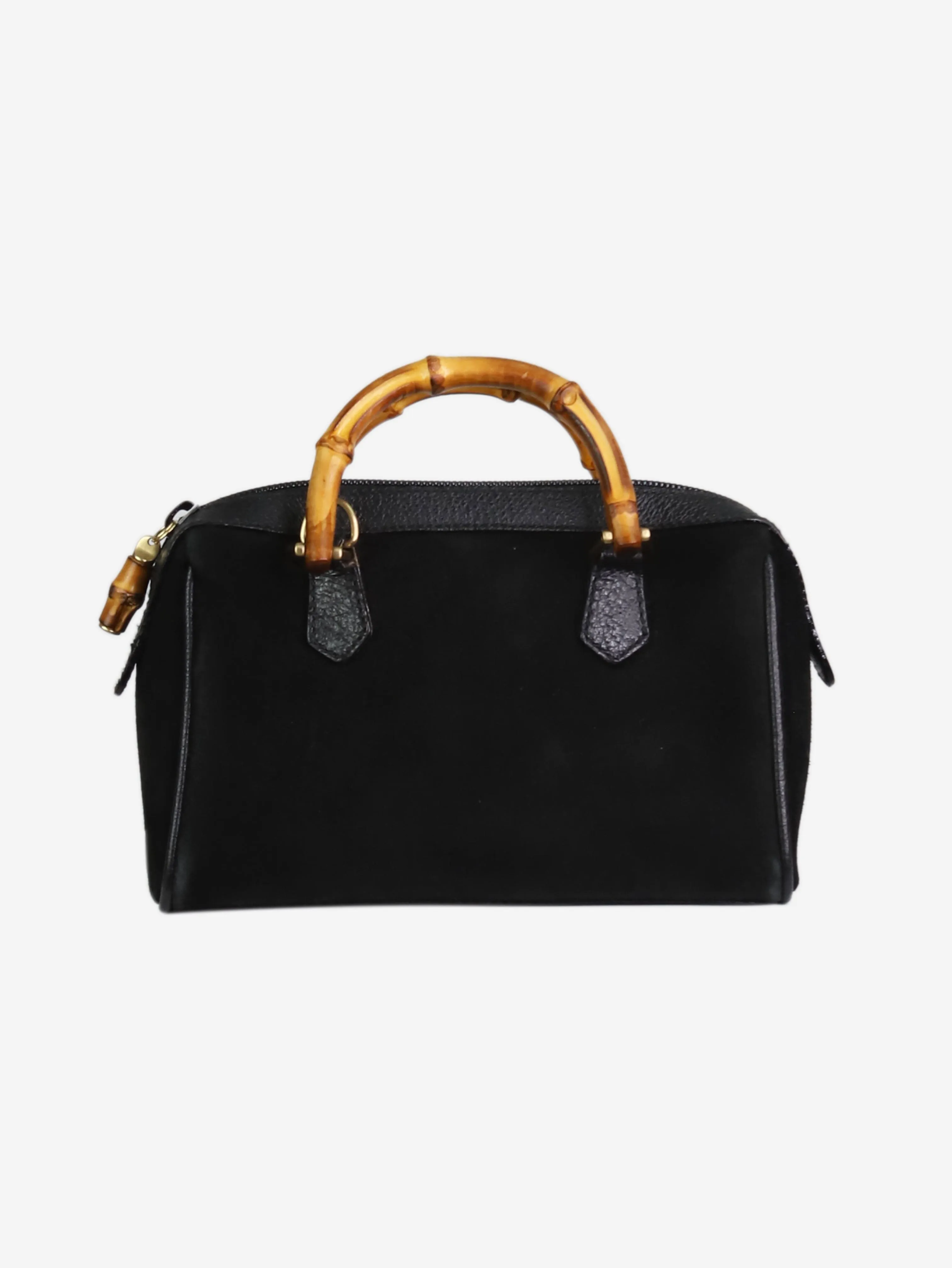 Black Bamboo handle suede bag