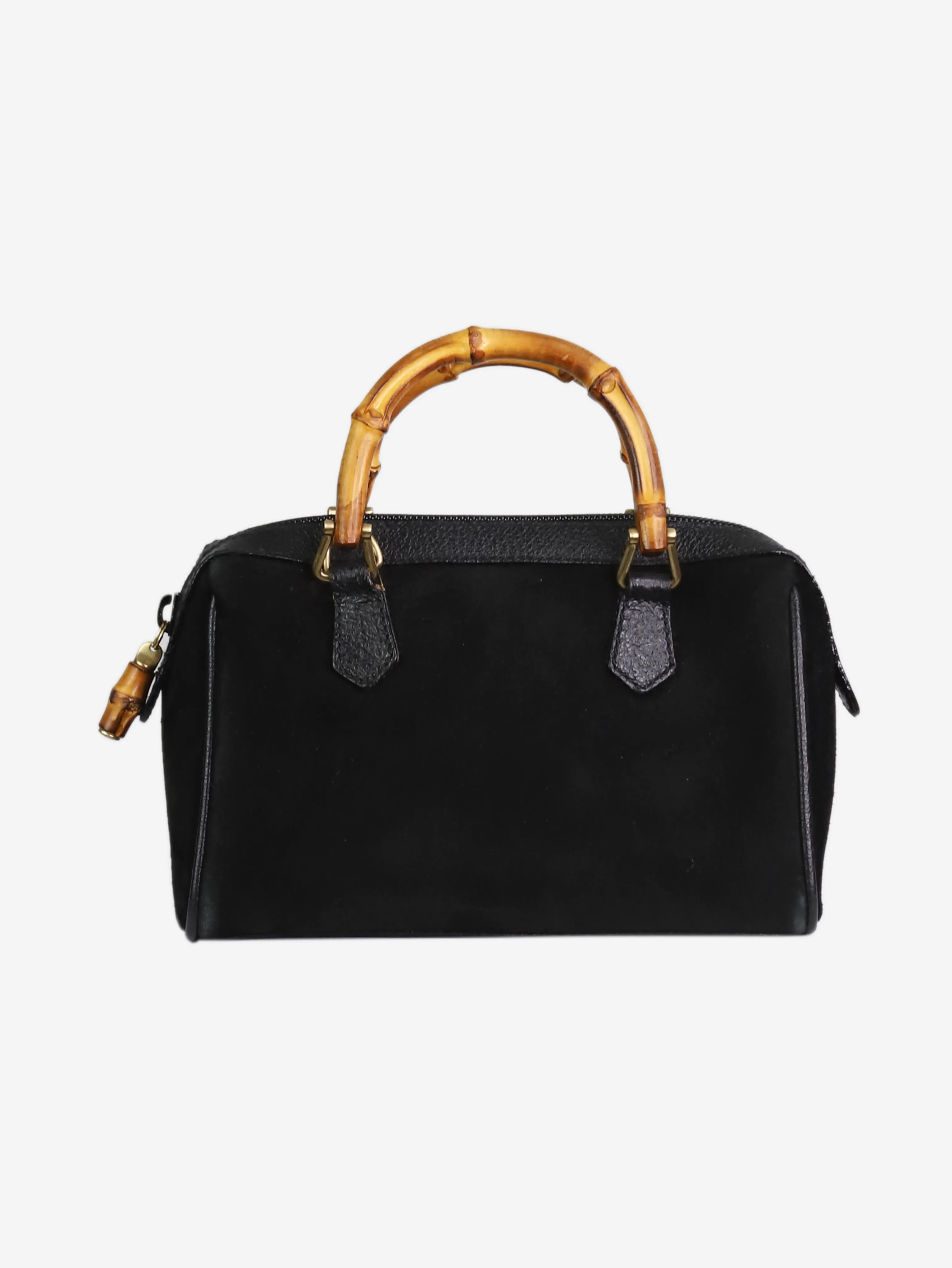 Black Bamboo handle suede bag