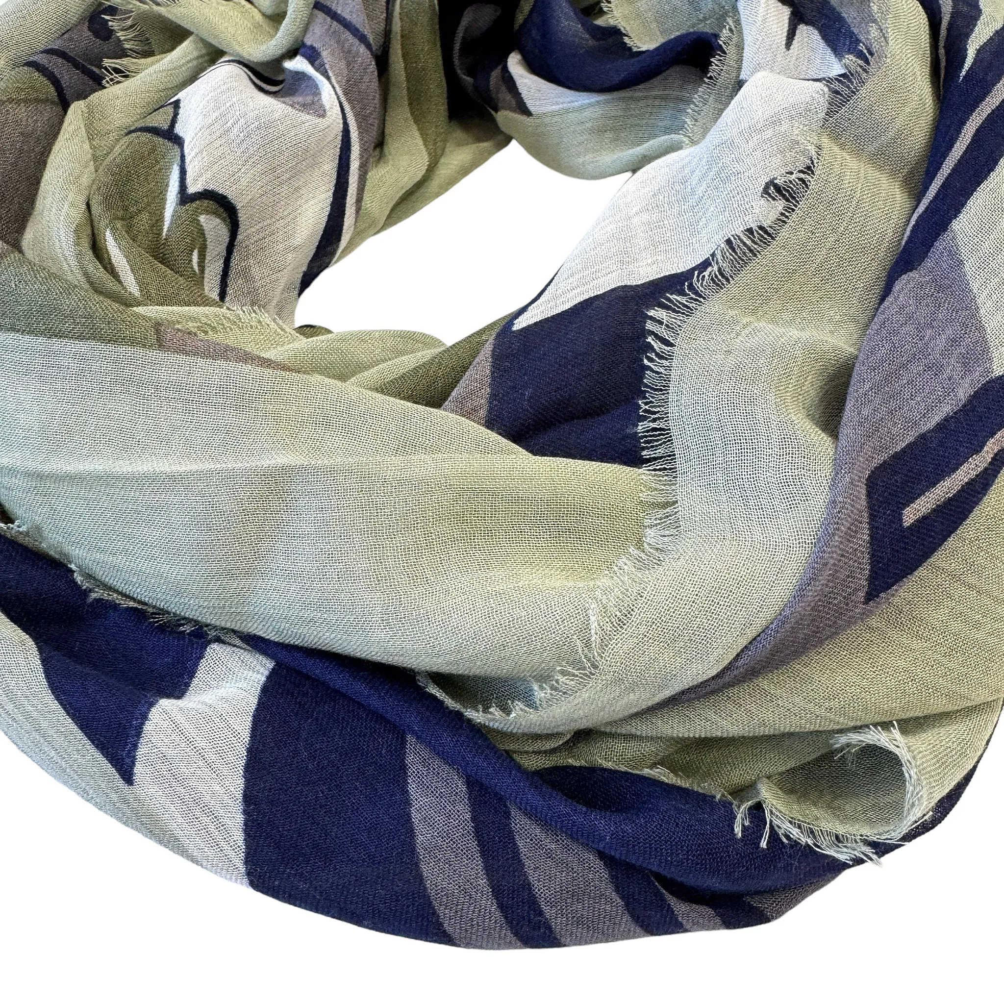 Blue Pacific Micromodal Vintage Vineyard Napa Valley Scarf in Olive Navy and Black