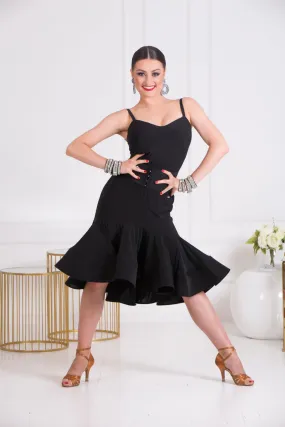 Body Positive Senga Dancewear CAMELLIA Black Latin Practice Skirt with Wide Crinoline Ruffle Sizes XL-4XL PRA 1071 in Stock