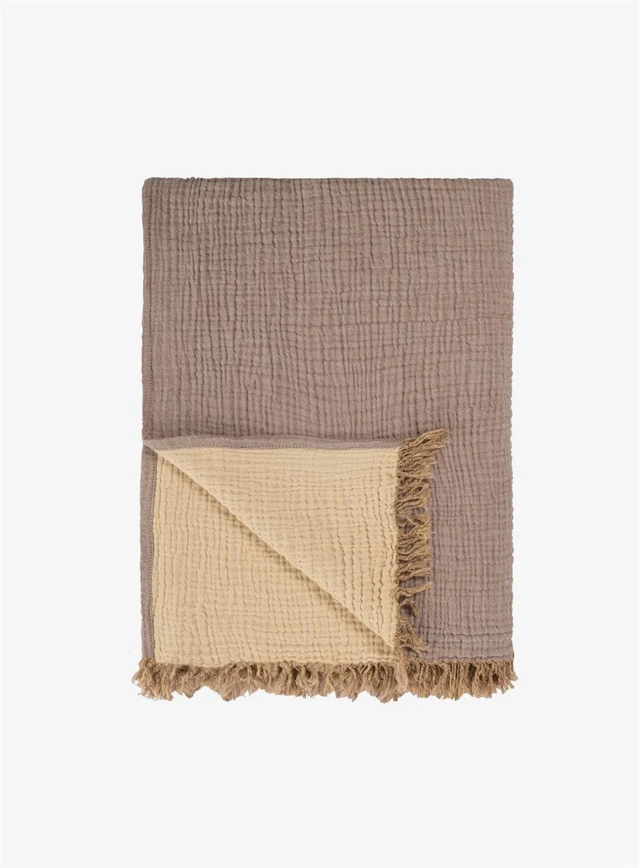 Boho Cotton Throw Blanket 130x170 Mocha/Caramel