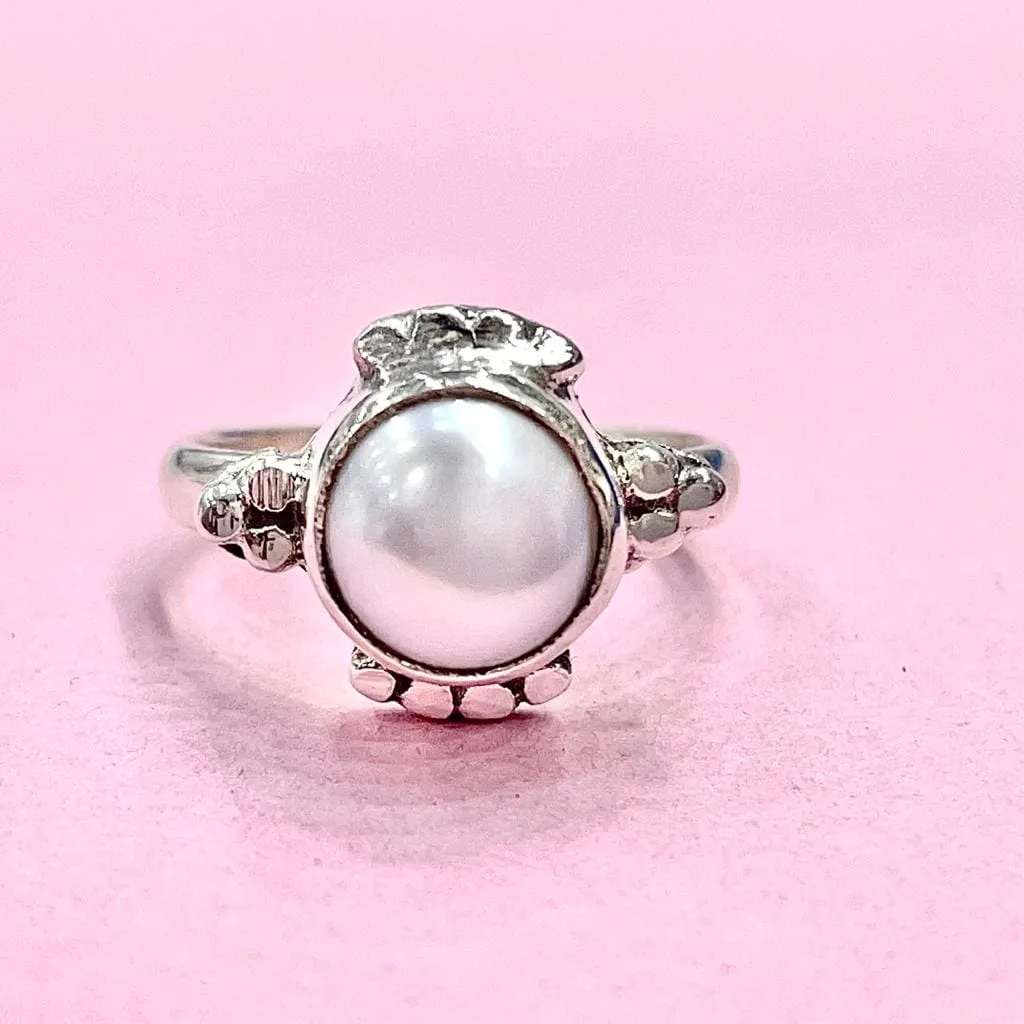 Boho Ring, Solid 925 Silver Pearl Ring, 925 Sterling Silver Ring, Handmade Ring, Jewellery for gift, Nickel Free, Handcrafted Jewelry