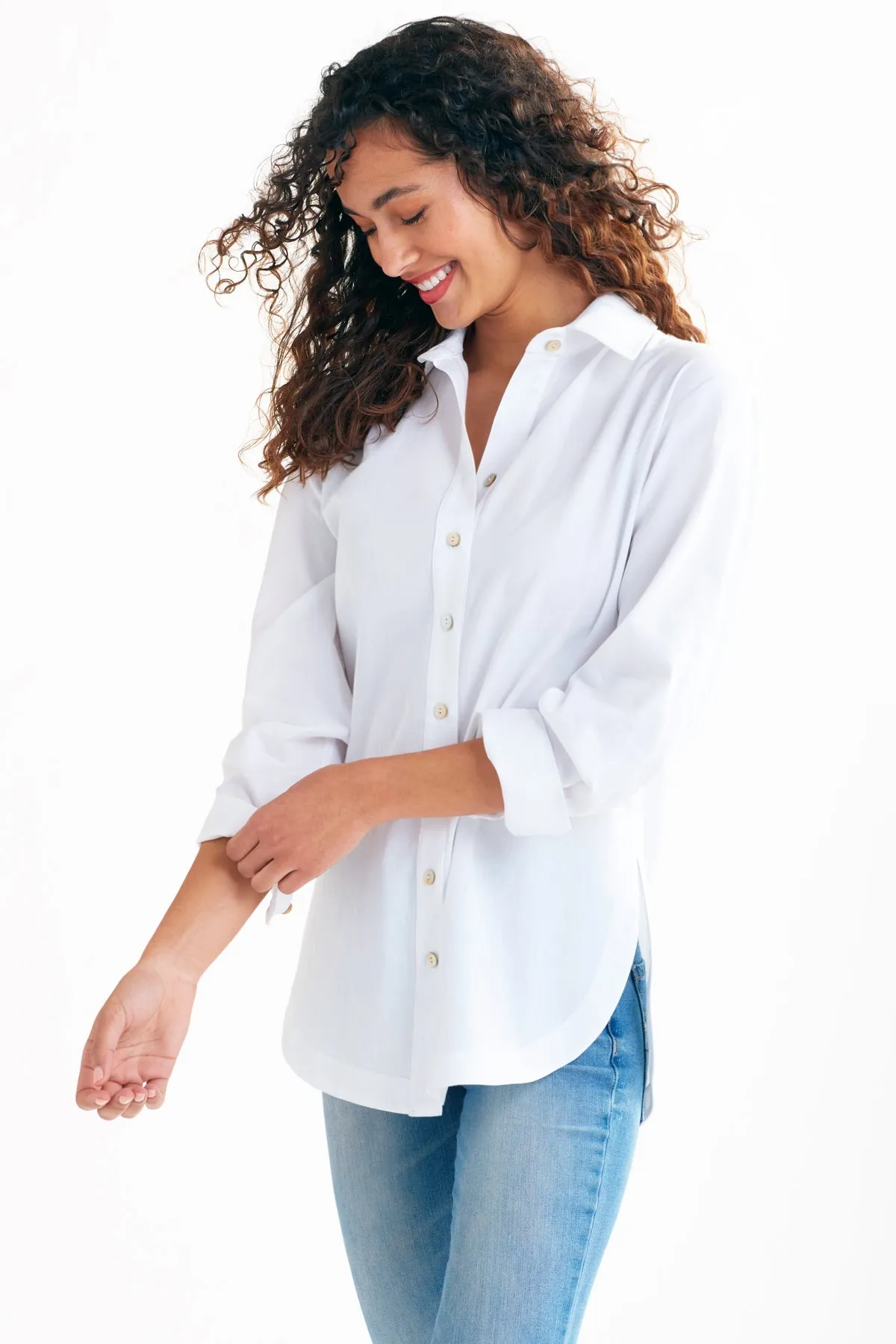 Boyfriend Shirt White Cotton Voile