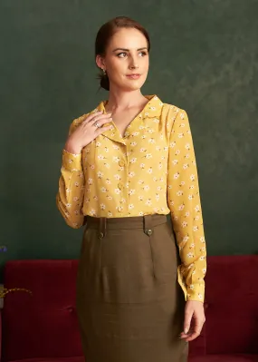 Brighton Mustard & Cream Blouse