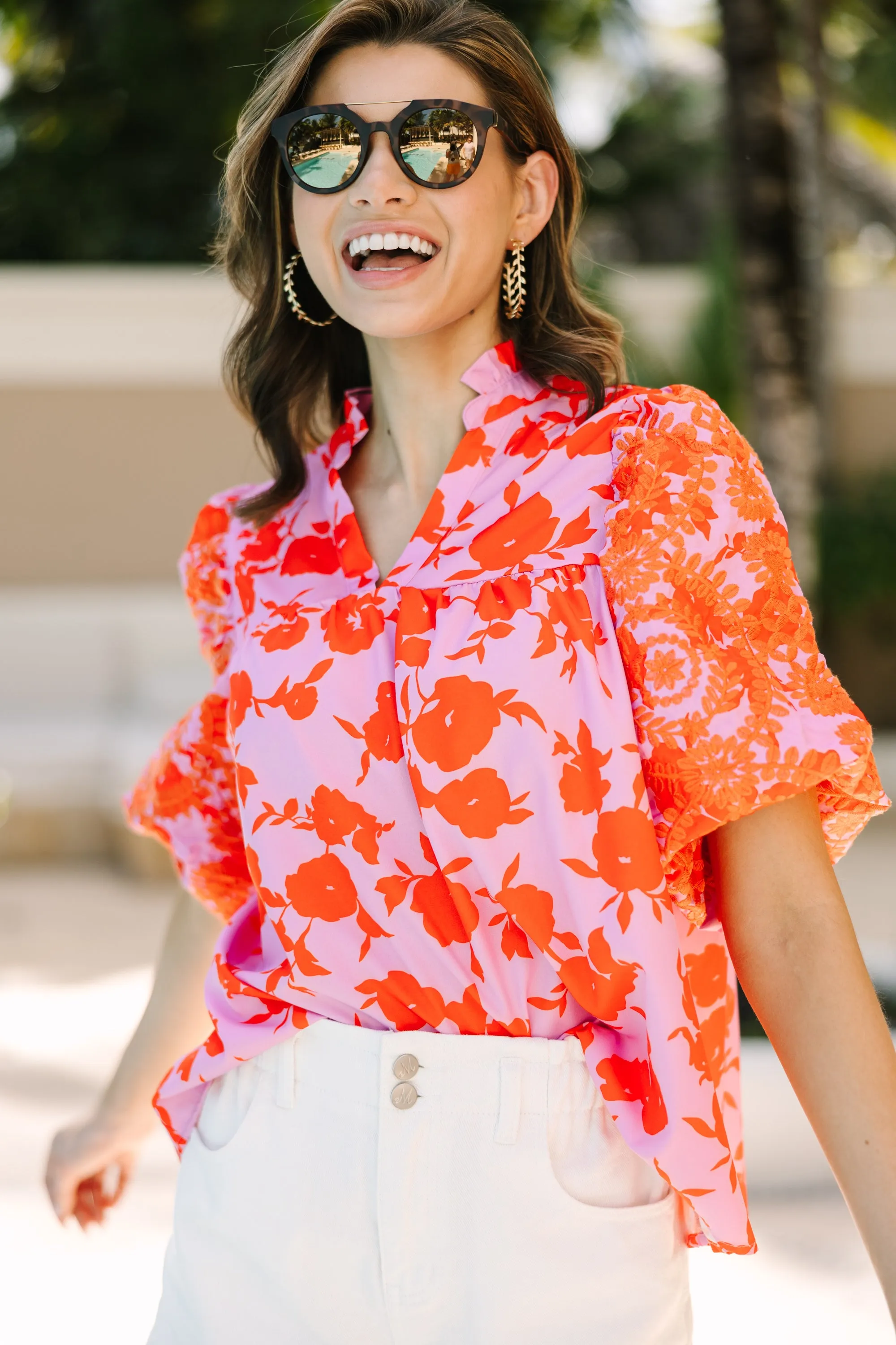 Bring Your Joy Pink Floral Blouse