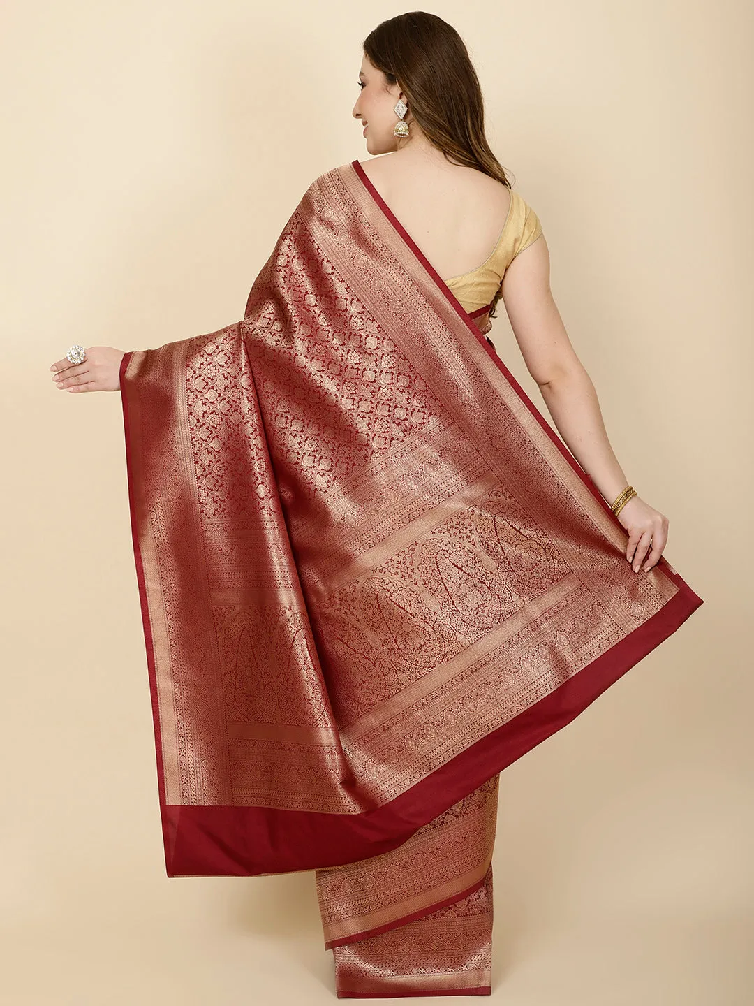 Brocade Zari Jaal Handloom Woven Saree