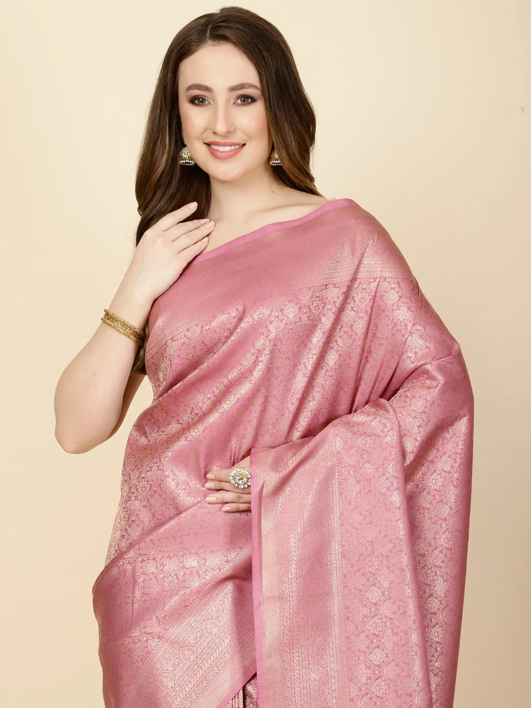 Brocade Zari Jaal Handloom Woven Saree