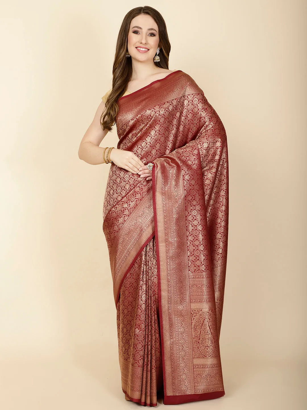 Brocade Zari Jaal Handloom Woven Saree