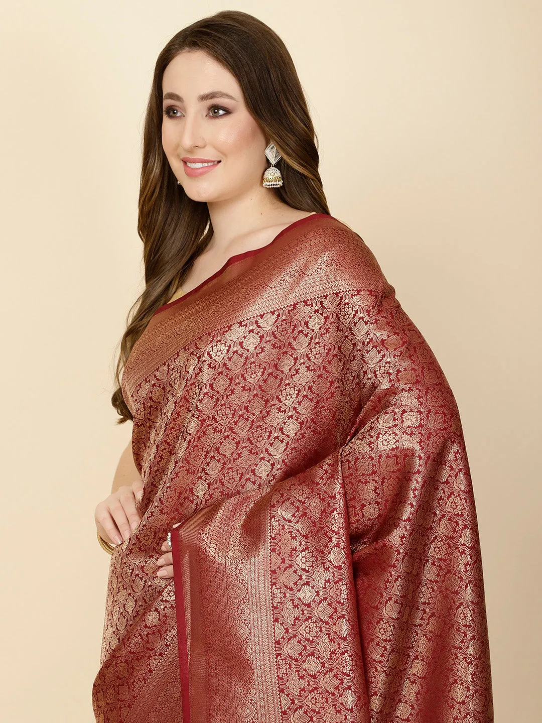 Brocade Zari Jaal Handloom Woven Saree