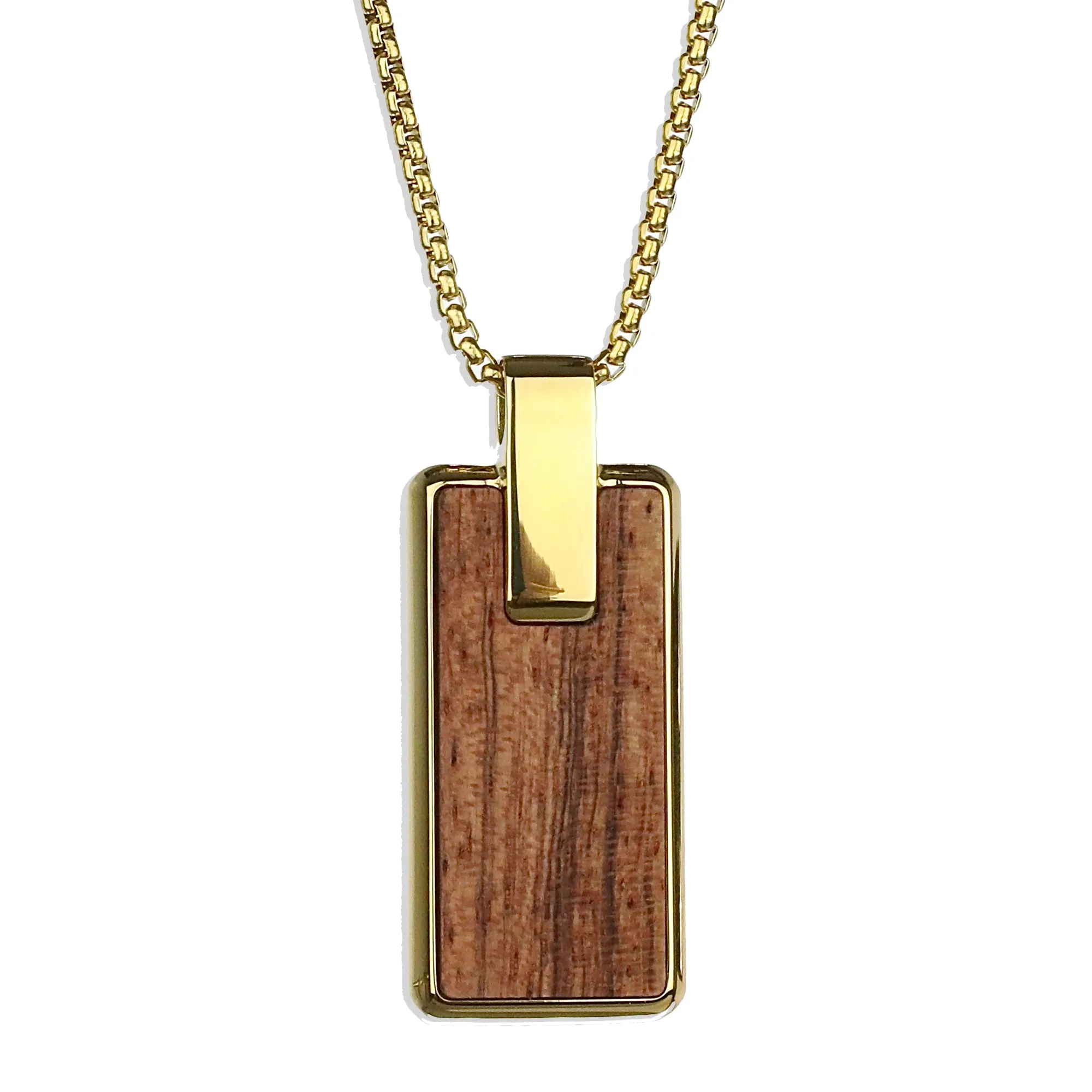 Bubinga Wood Necklace - Gold